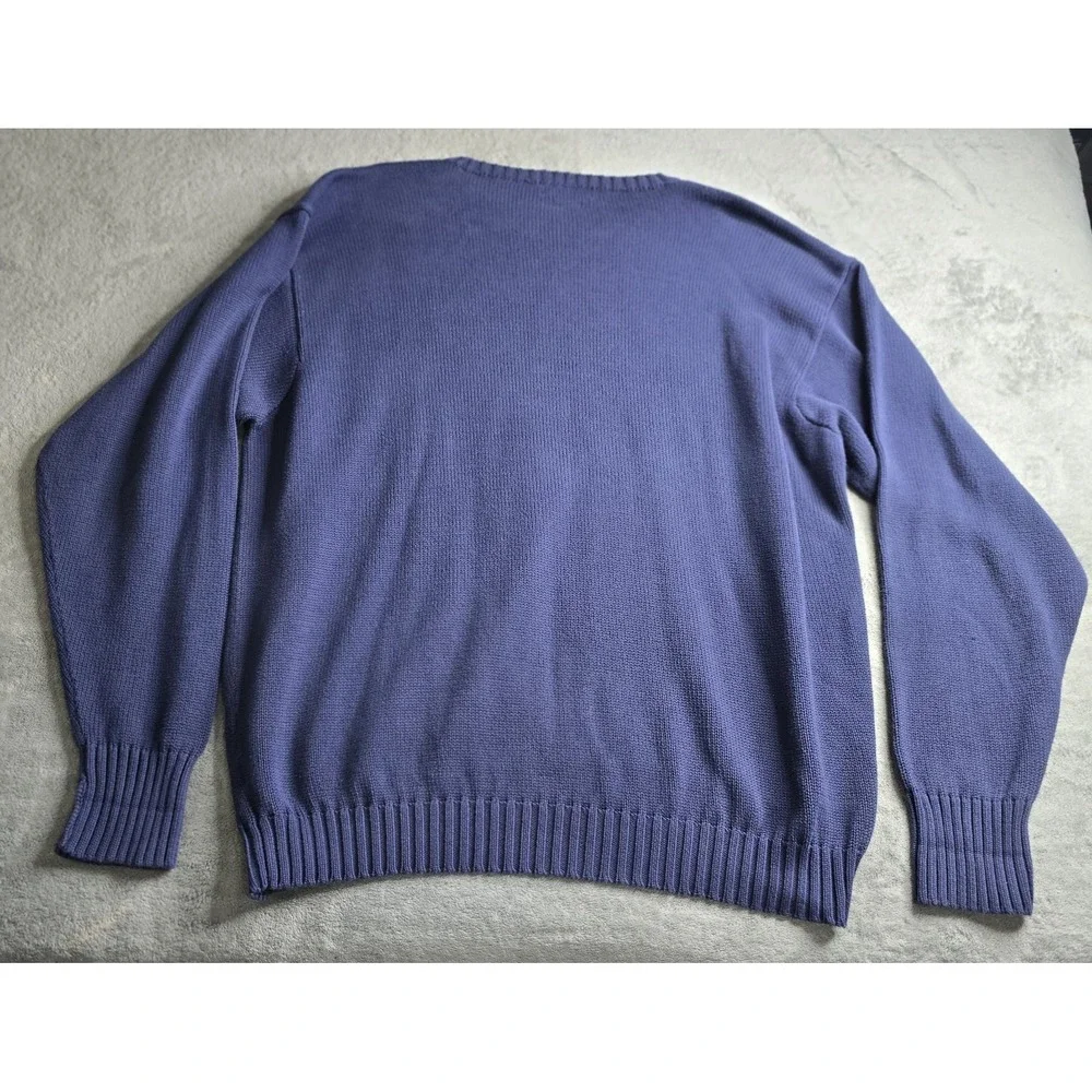 Vintage Polo Ralph Lauren Knit Sweater Mens 4XLT Navy Blue Red Pony Long Sleeve